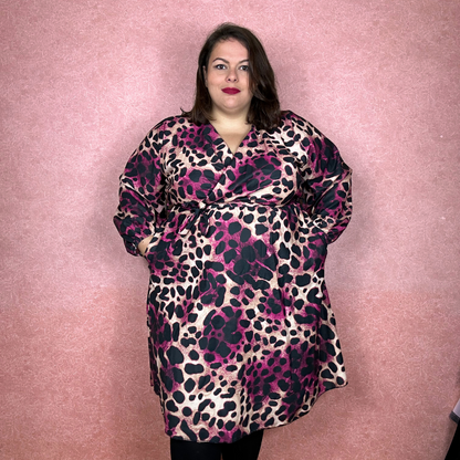 ROBE CACHE-COEUR LEOPARD ROSE