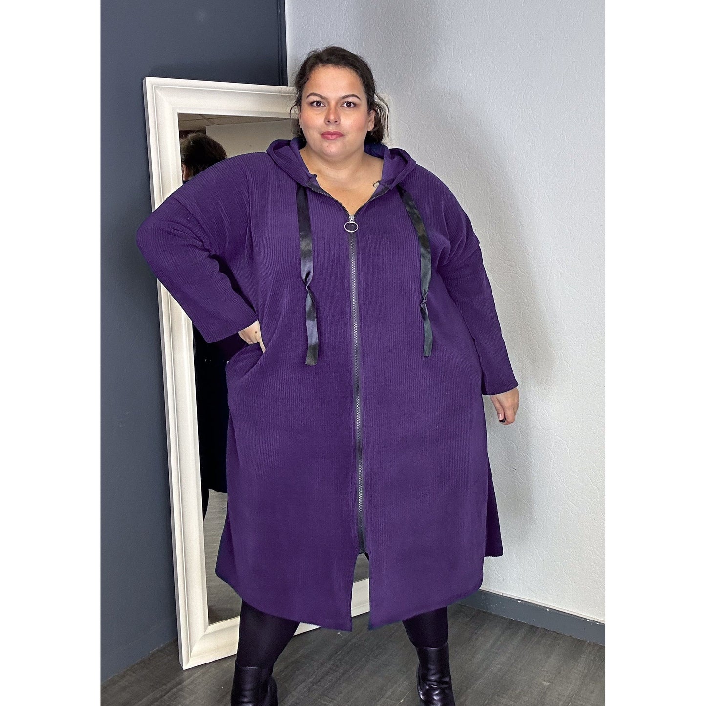 VESTE VELOURS - VIOLETTE