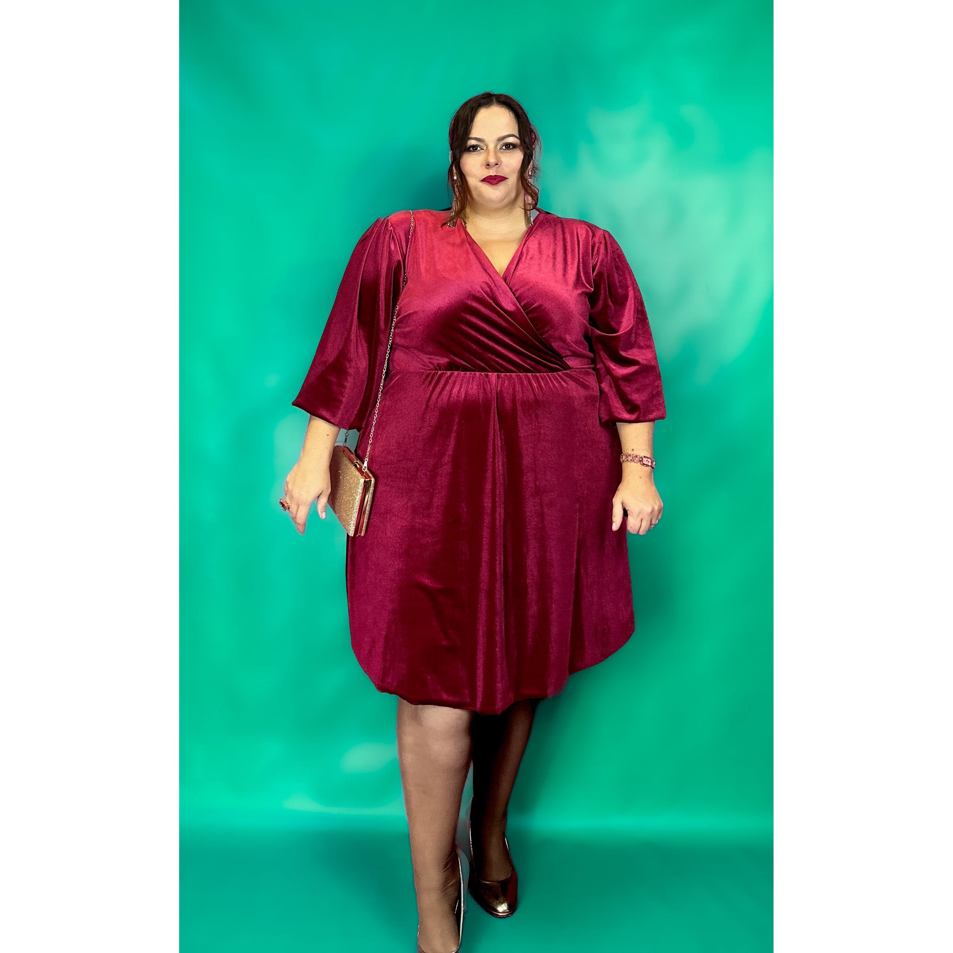 Robe en velours rouge hot sale